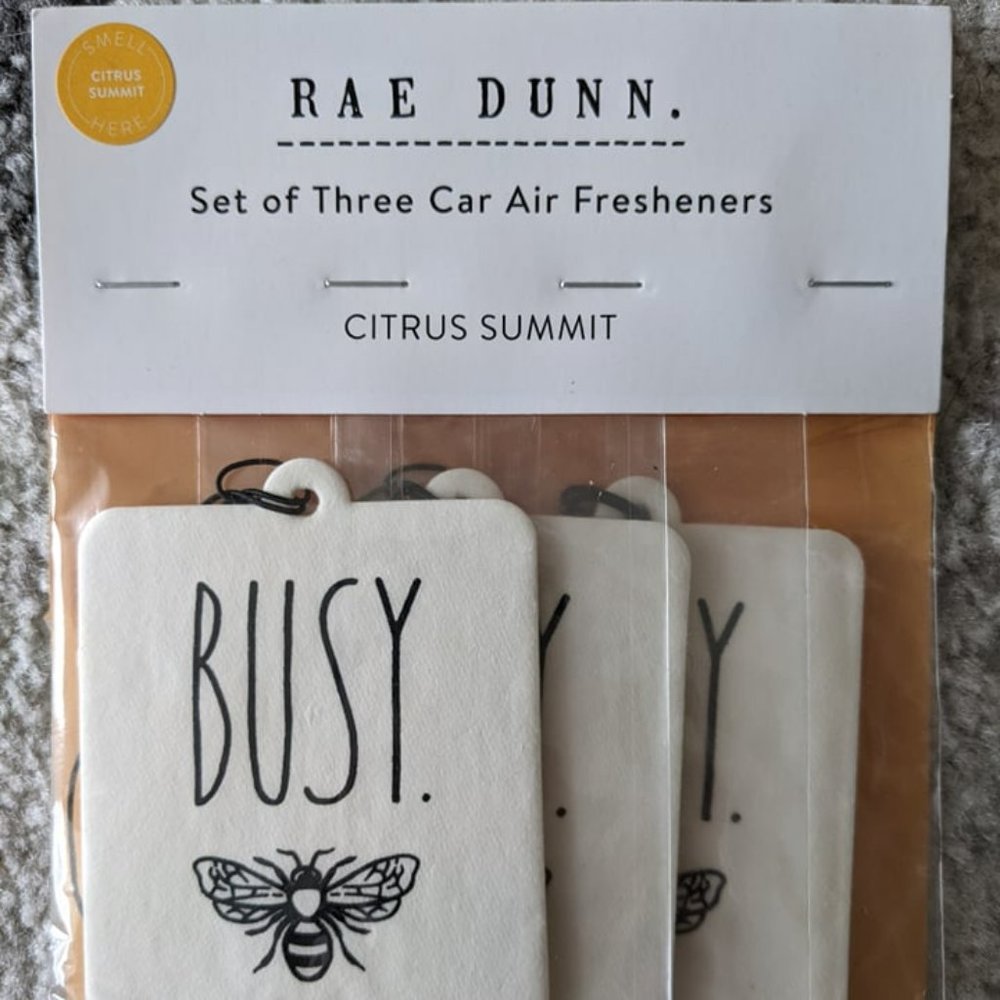Rae Dunn - Set of 3 Car Air Fresheners (Citrus Summit) Busy Bee Design